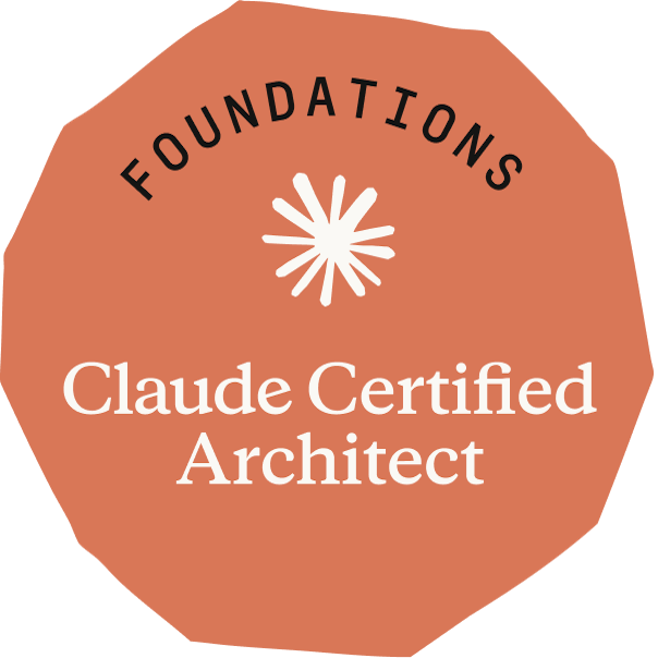 Claude Certified Architect – Foundations badge, issued by Anthropic